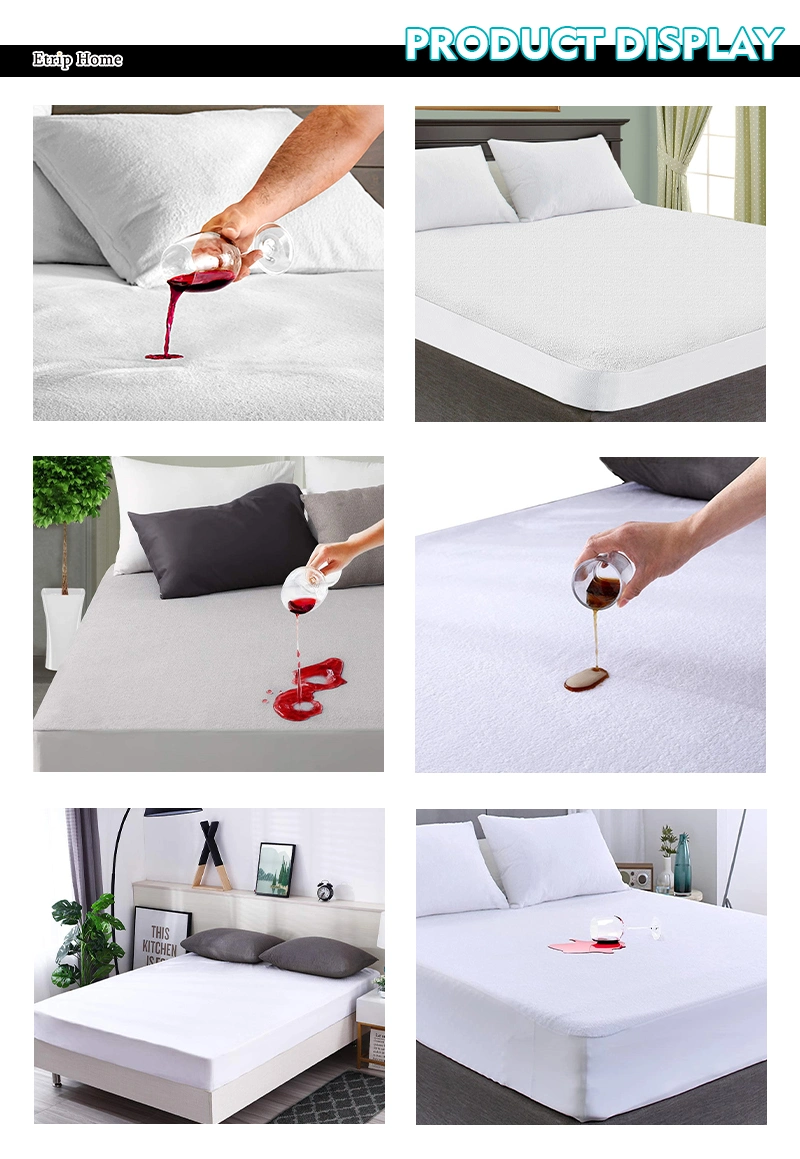 Wholesale Customised Queen Memory Foam Hypoallergenic White Waterproof Terry Mattress Protector